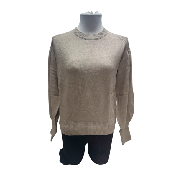 Martha Stewart cashmere/ wool crew neck Puff Sleeve Sweater - Picture 2 of 6